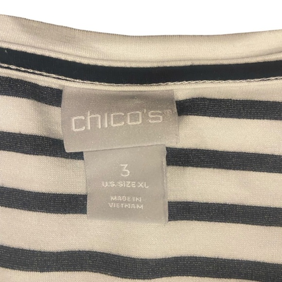 Chico’s Striped Long Sleeve Top Size XL Black White Stretch Oversized Casual - Picture 4 of 8